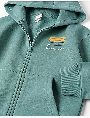 Giacca con cappuccio spazzolato con stampa Be Spontaneous