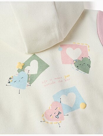 Giacca con cappuccio spazzolato con stampe di cuori