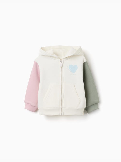 Giacca con cappuccio spazzolato con stampe di cuori - Kiabi Giacca con cappuccio spazzolato con stampe di cuori - Kiabi