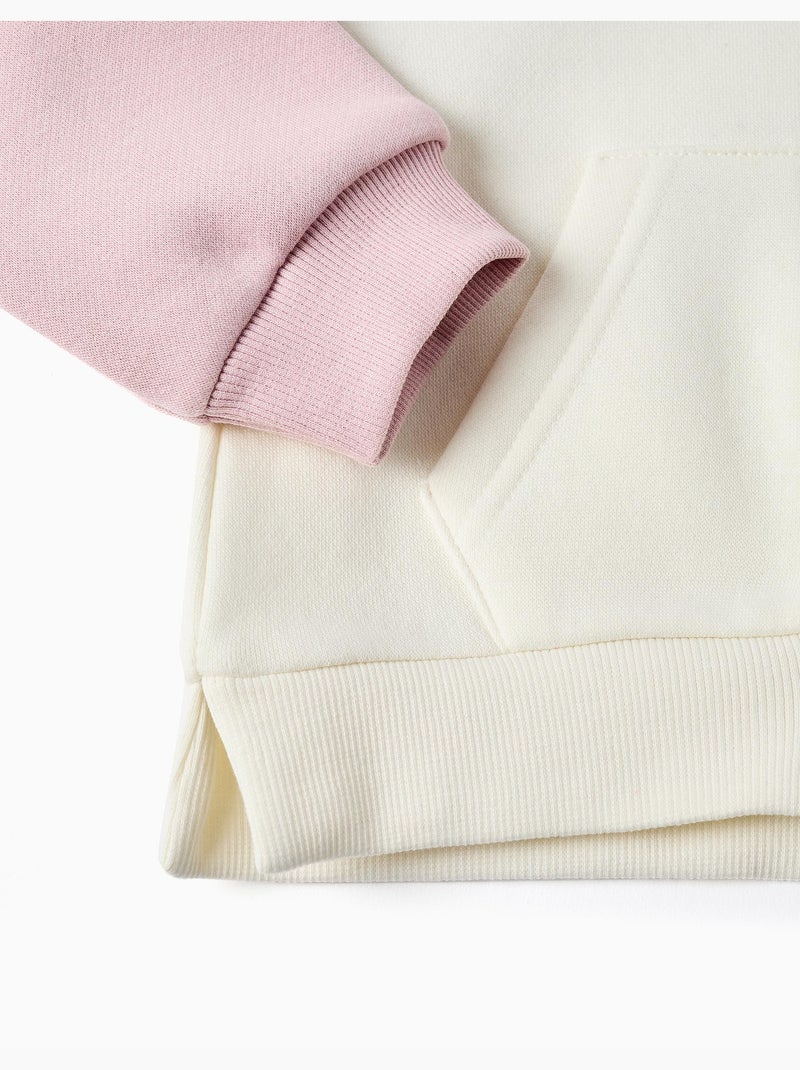Giacca con cappuccio spazzolato con stampe di cuori Bianco - Kiabi