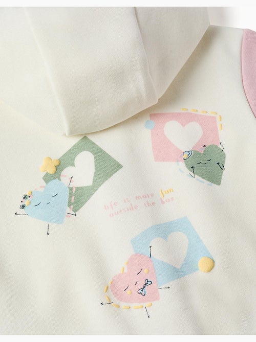 Giacca con cappuccio spazzolato con stampe di cuori - Kiabi Giacca con cappuccio spazzolato con stampe di cuori - Kiabi