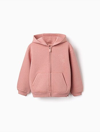 Giacca con cappuccio spazzolato con stampe floreali