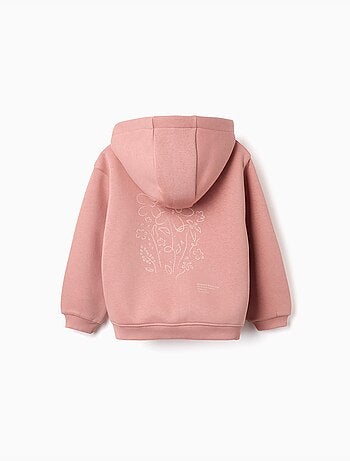 Giacca con cappuccio spazzolato con stampe floreali