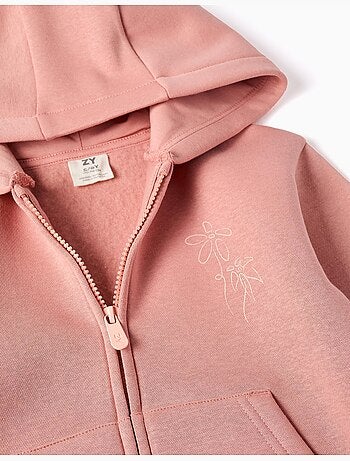 Giacca con cappuccio spazzolato con stampe floreali