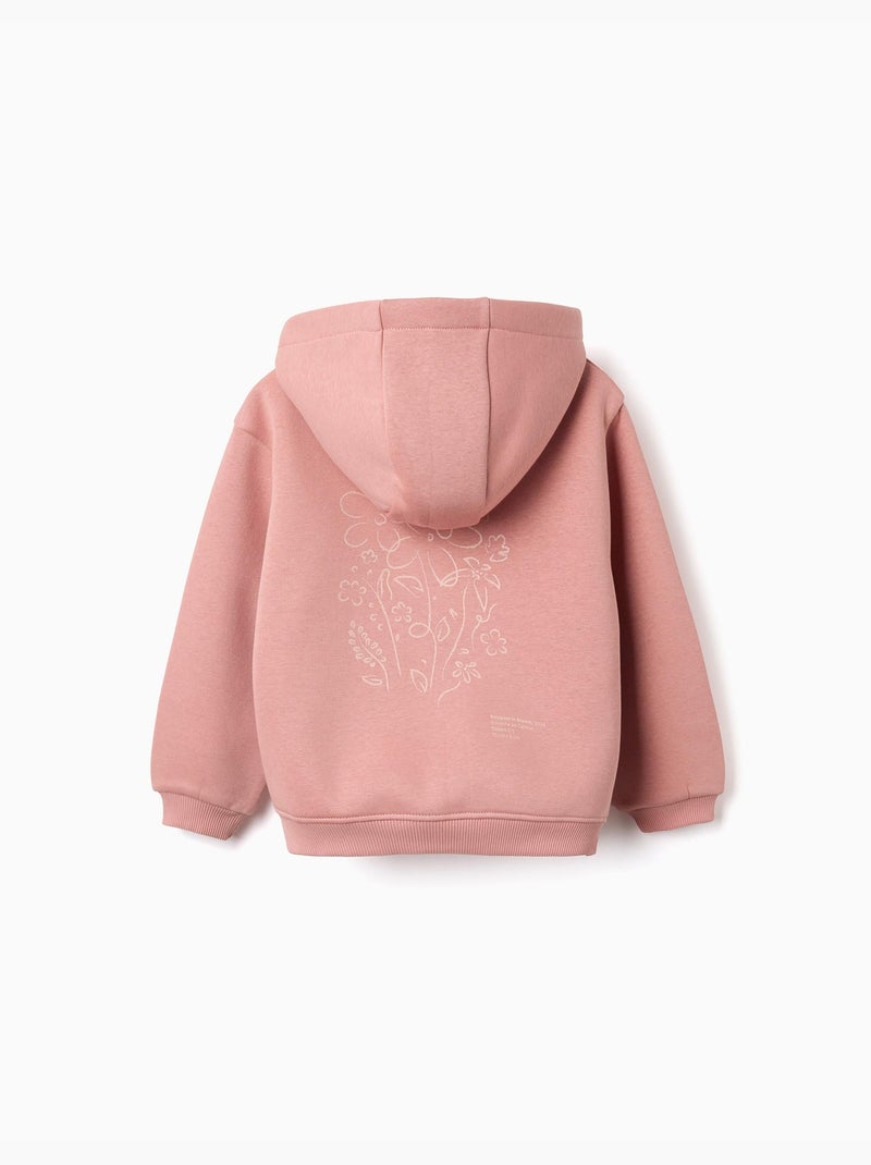 Giacca con cappuccio spazzolato con stampe floreali Rosa - Kiabi