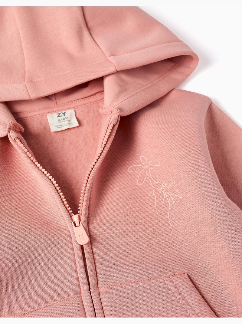 Giacca con cappuccio spazzolato con stampe floreali Rosa - Kiabi