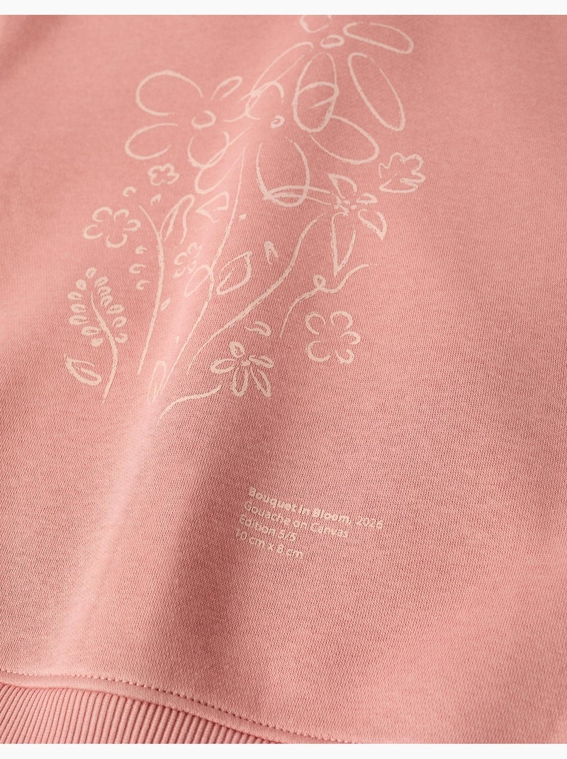 Giacca con cappuccio spazzolato con stampe floreali Rosa - Kiabi