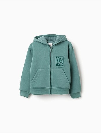 Giacca con cappuccio spazzolato con stampe floreali