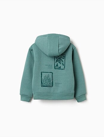 Giacca con cappuccio spazzolato con stampe floreali