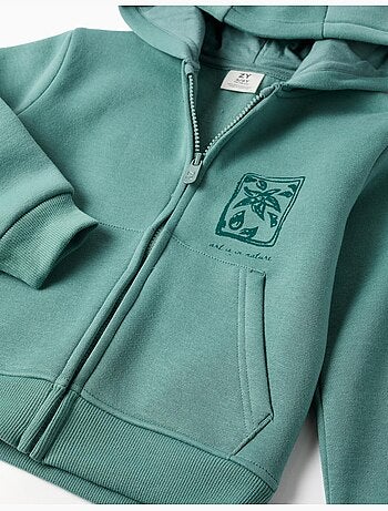 Giacca con cappuccio spazzolato con stampe floreali
