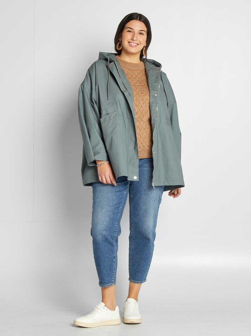 Giacca con cappuccio taglio trapezio VERDE - Kiabi