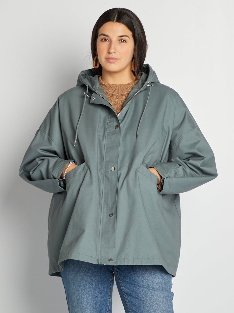 Giacca con cappuccio taglio trapezio VERDE - Kiabi