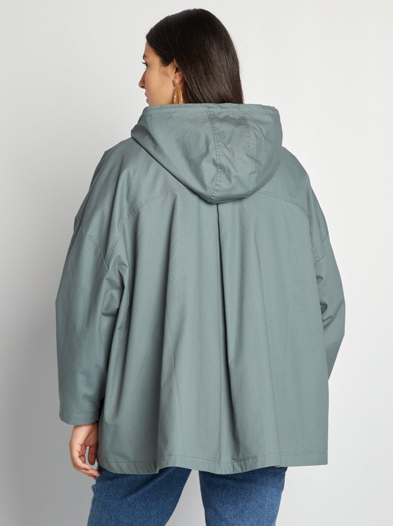 Giacca con cappuccio taglio trapezio VERDE - Kiabi