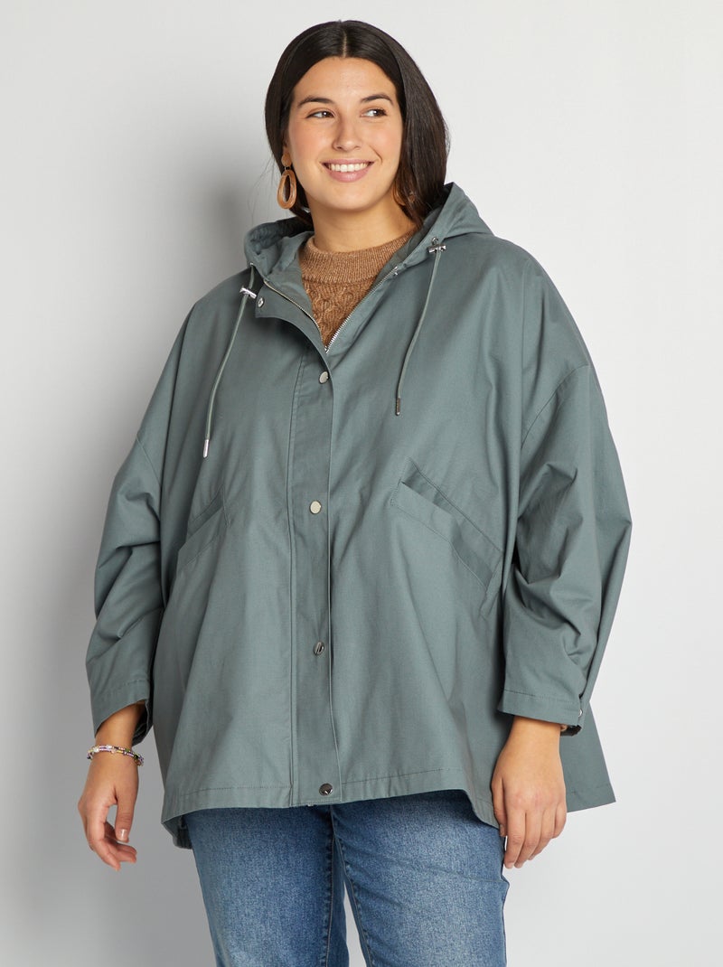 Giacca con cappuccio taglio trapezio VERDE - Kiabi