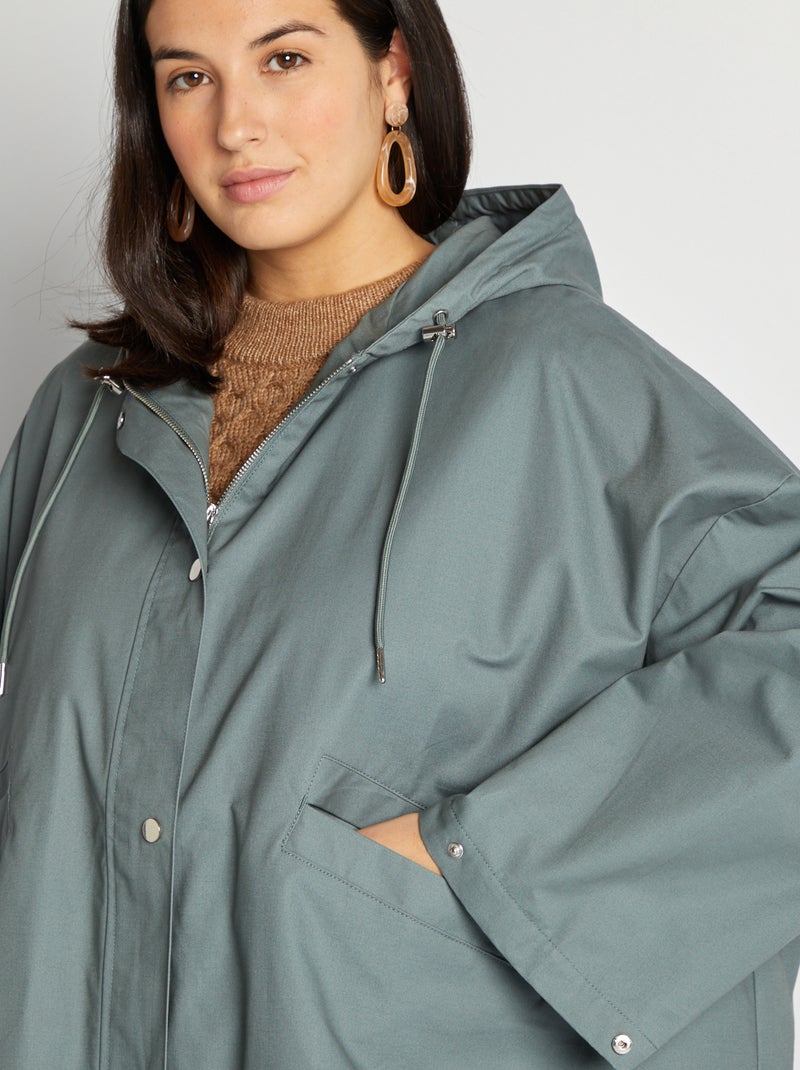 Giacca con cappuccio taglio trapezio VERDE - Kiabi