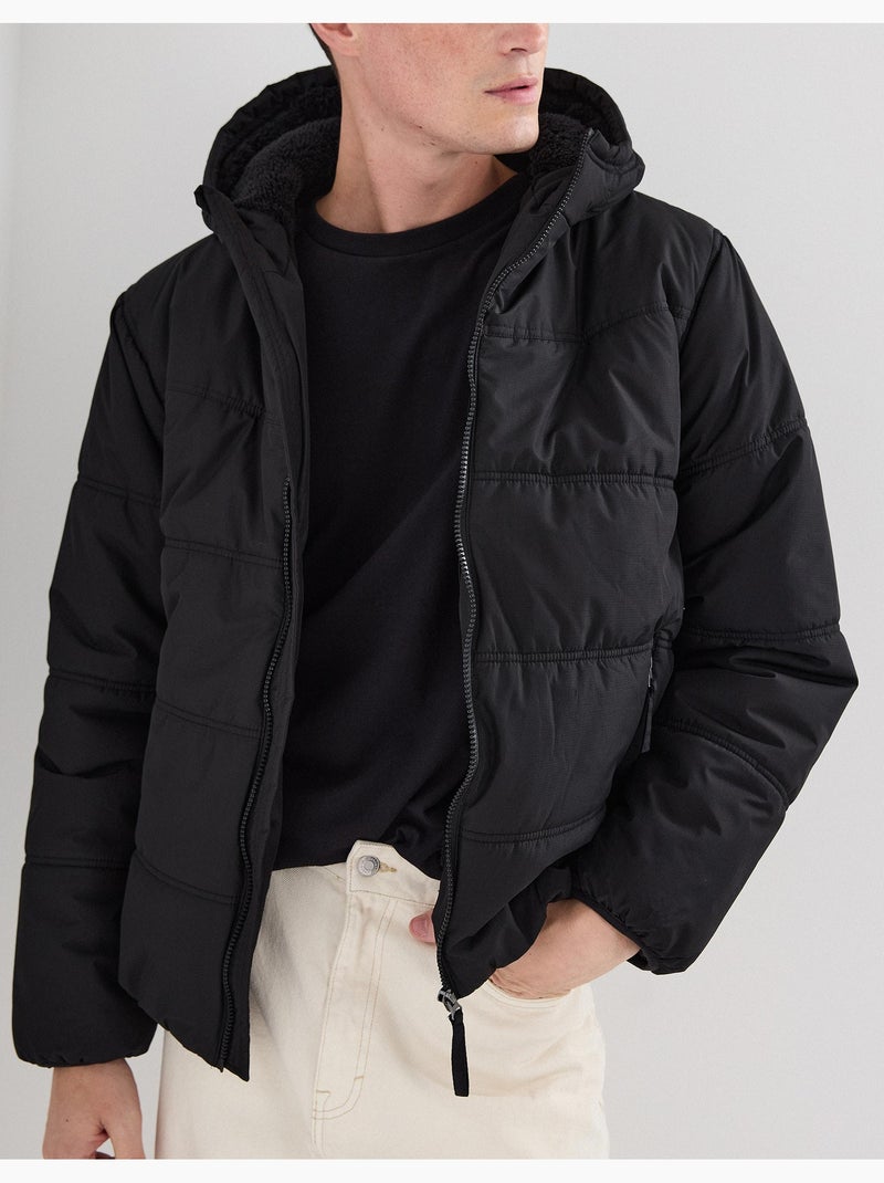 Giacca con cappuccio trapuntata, MO Fashion Nero - Kiabi