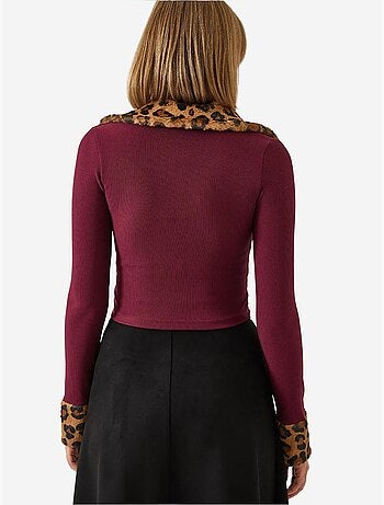Giacca con cerniera in peluche leopardato lucci