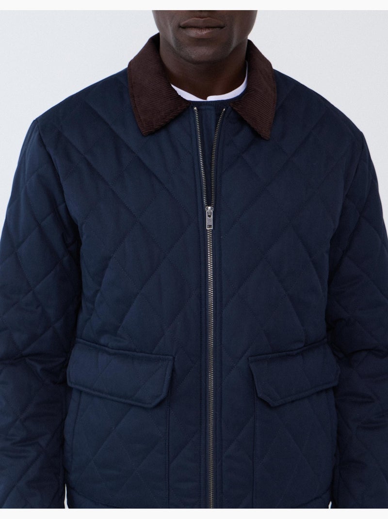 Giacca con colletto in velluto a coste, mo fashion Blu - Kiabi