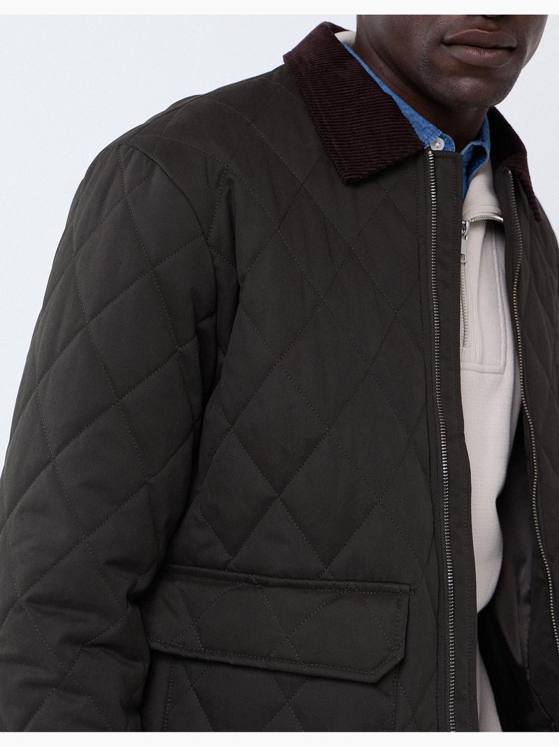 Giacca con colletto in velluto a coste, mo fashion Verde - Kiabi