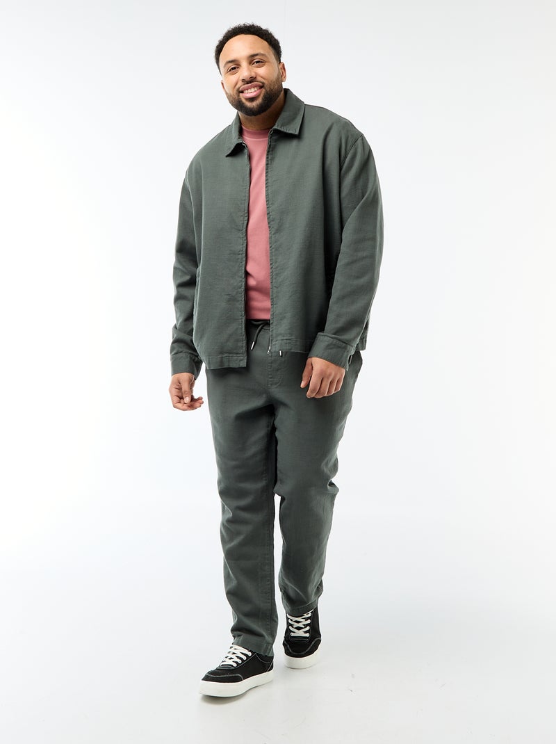 Giacca con zip e colletto a camicia Verde - Kiabi