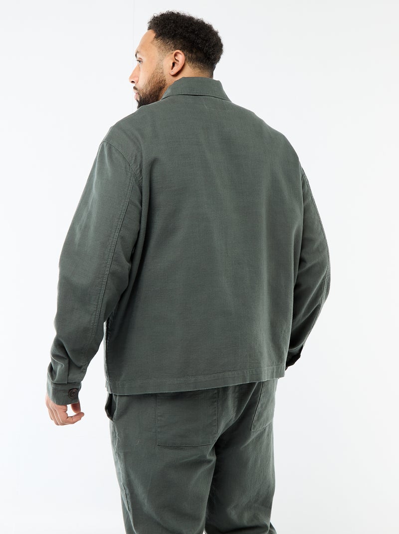 Giacca con zip e colletto a camicia Verde - Kiabi