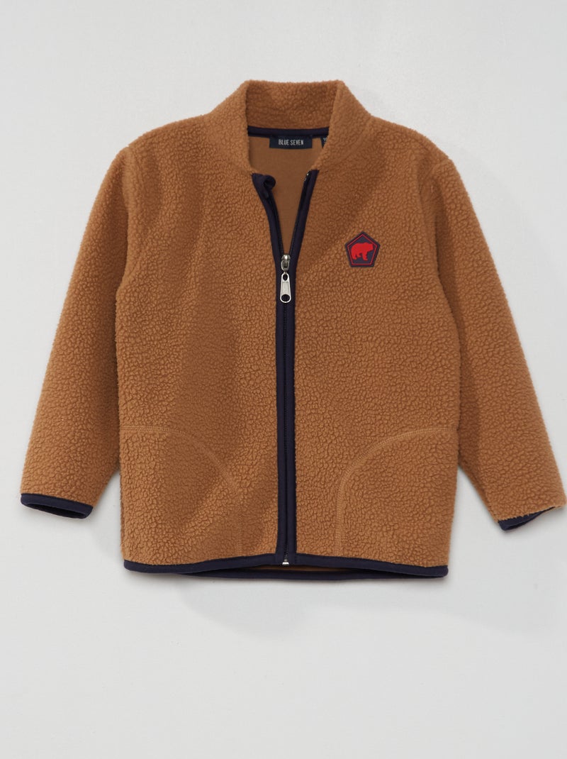 Giacca con zip effetto montone marrone - Kiabi