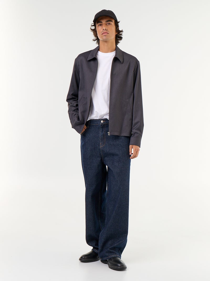 Giacca con zip tinta unita Grigio - Kiabi