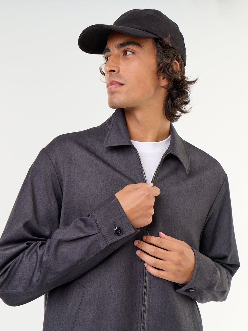 Giacca con zip tinta unita Grigio - Kiabi