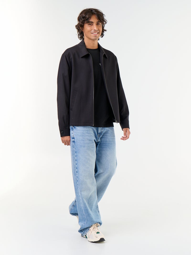 Giacca con zip tinta unita Nero - Kiabi