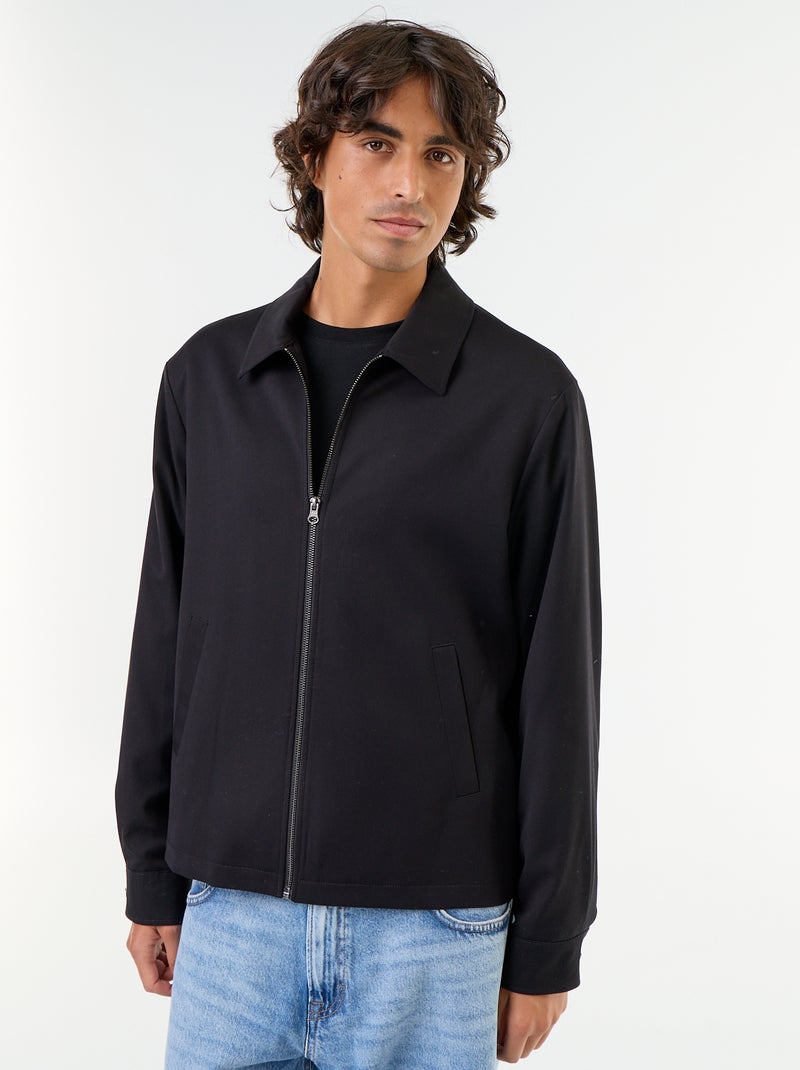 Giacca con zip tinta unita Nero - Kiabi