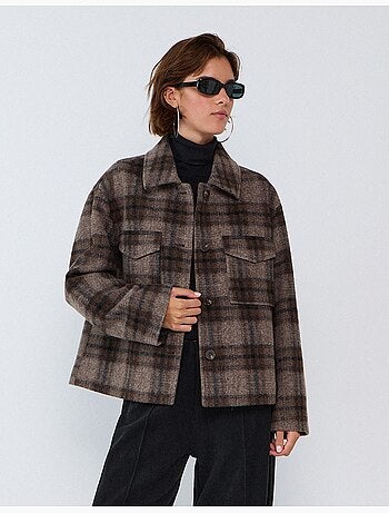 Giacca corta a quadri, mo fashion