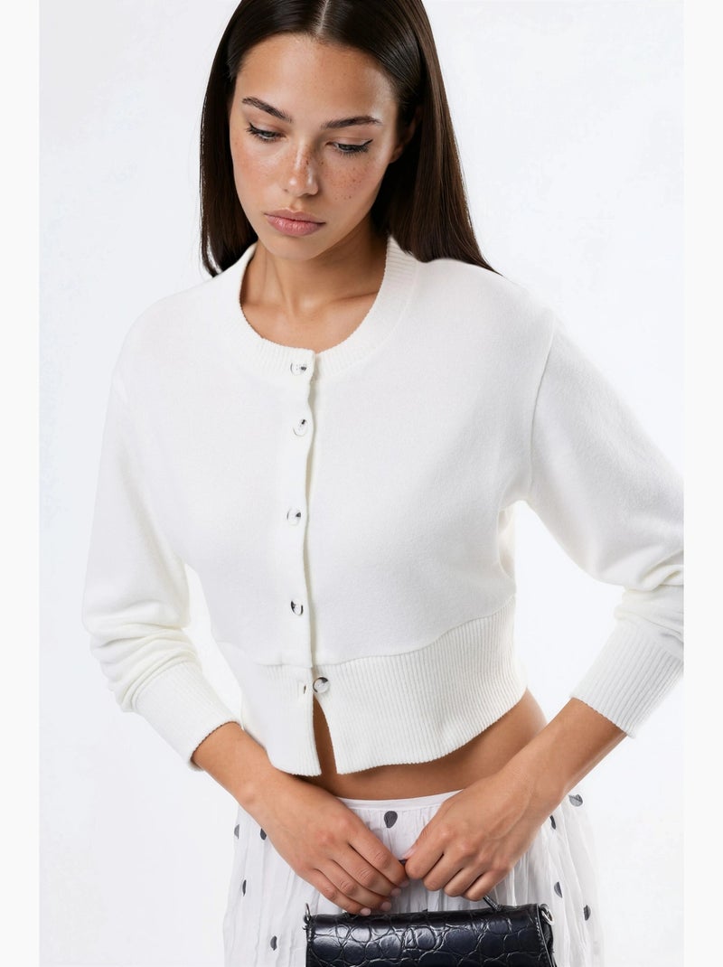 Giacca corta casual con girocollo e bottoni busem Bianco - Kiabi