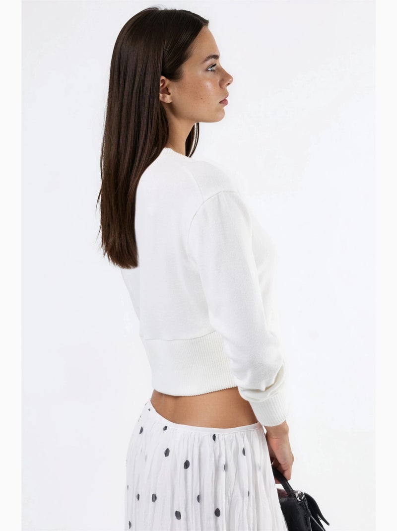 Giacca corta casual con girocollo e bottoni busem Bianco - Kiabi