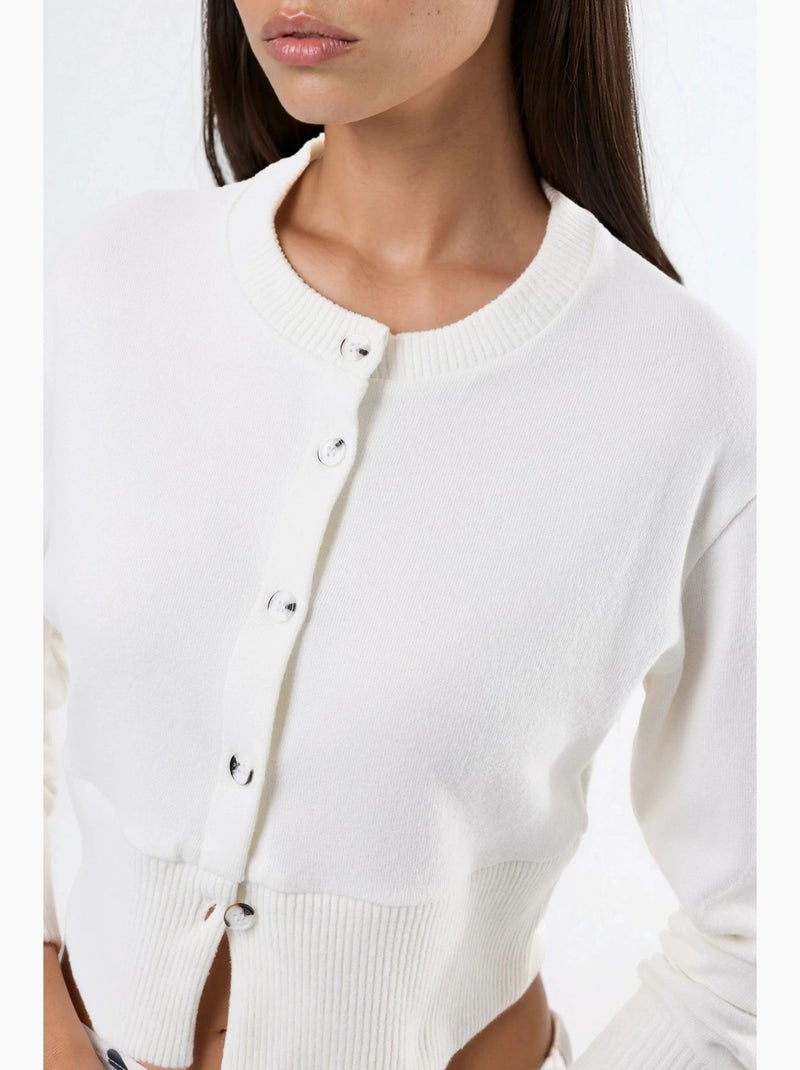 Giacca corta casual con girocollo e bottoni busem Bianco - Kiabi