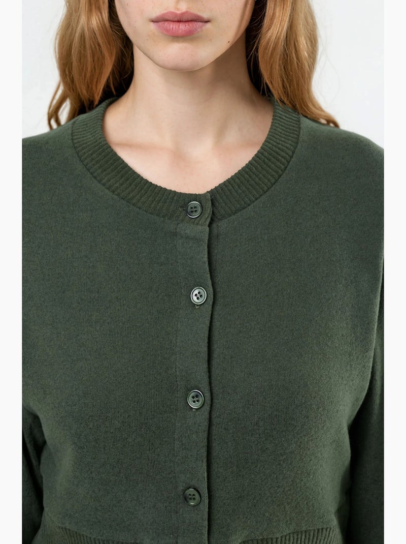 Giacca corta casual con girocollo e bottoni busem Verde scuro - Kiabi