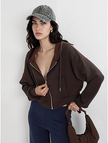 Giacca corta con cappuccio e zip busem