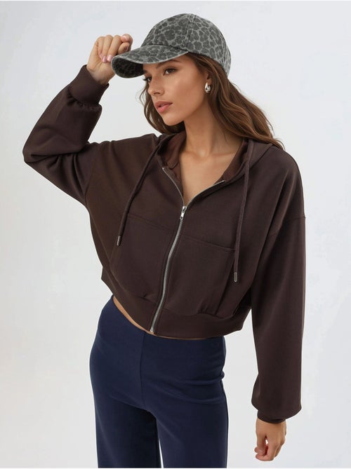Giacca corta con cappuccio e zip busem - Kiabi Giacca corta con cappuccio e zip busem - Kiabi