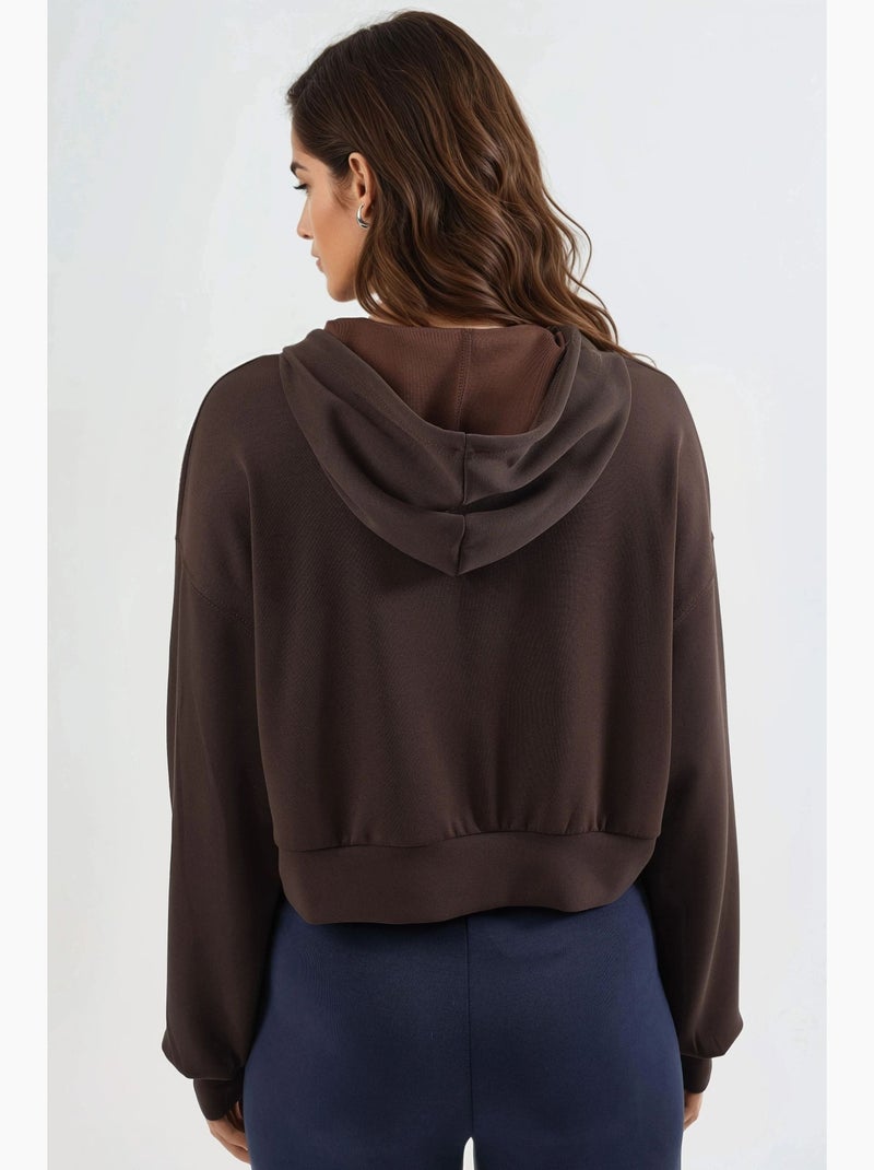 Giacca corta con cappuccio e zip busem Marrone scuro - Kiabi