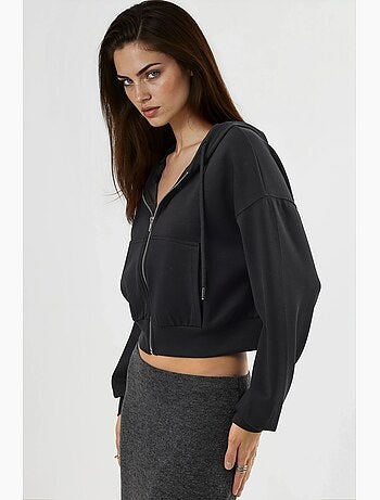 Giacca corta con cappuccio e zip busem