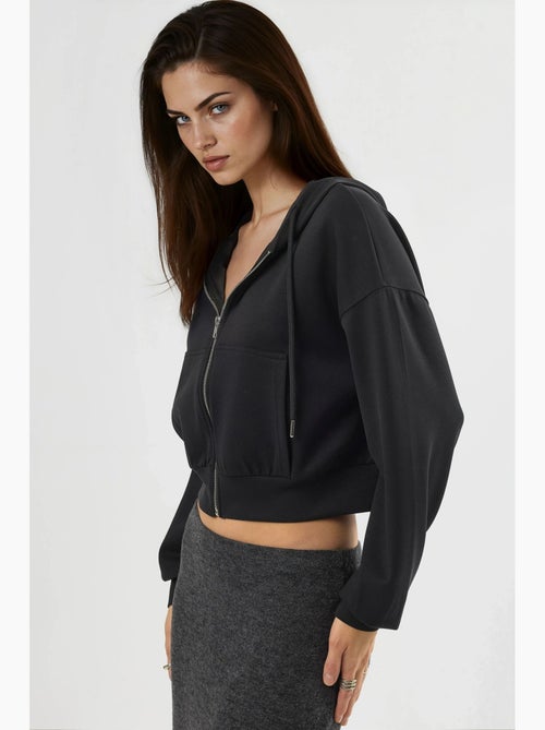 Giacca corta con cappuccio e zip busem - Kiabi Giacca corta con cappuccio e zip busem - Kiabi