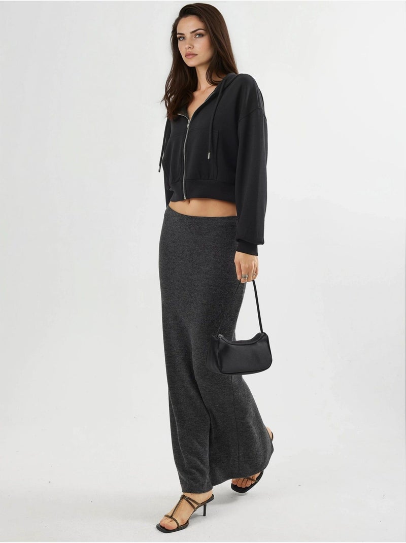 Giacca corta con cappuccio e zip busem Nero - Kiabi