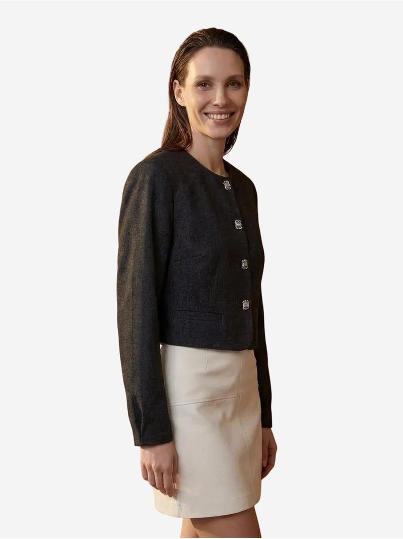 Giacca corta con chiusura a bottoni dal taglio sartoriale my fashion Nero - Kiabi