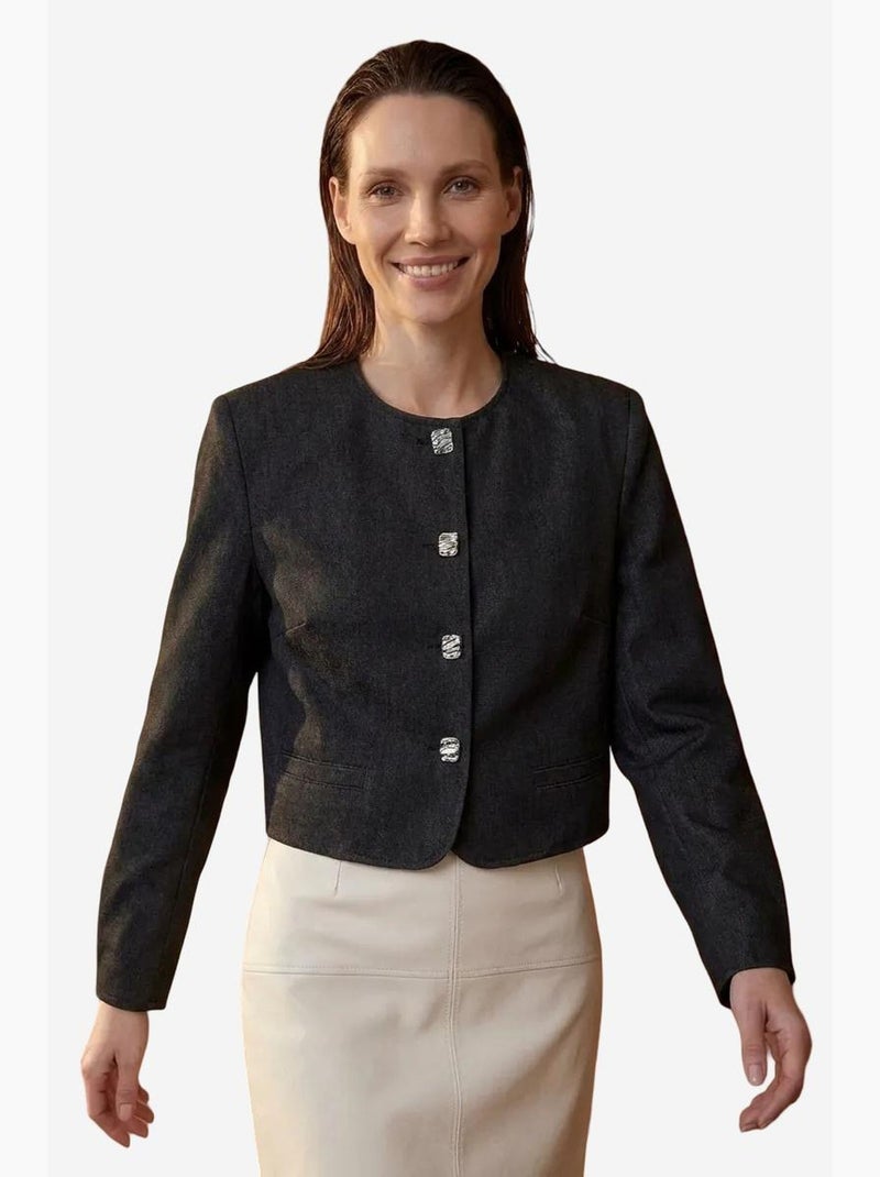 Giacca corta con chiusura a bottoni dal taglio sartoriale my fashion Nero - Kiabi