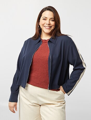 Giacca corta con zip con colletto a camicia