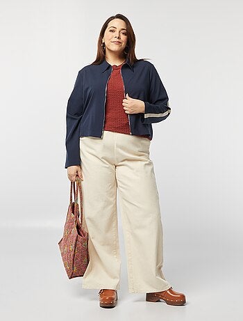 Giacca corta con zip con colletto a camicia
