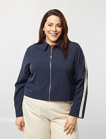 Giacca corta con zip con colletto a camicia