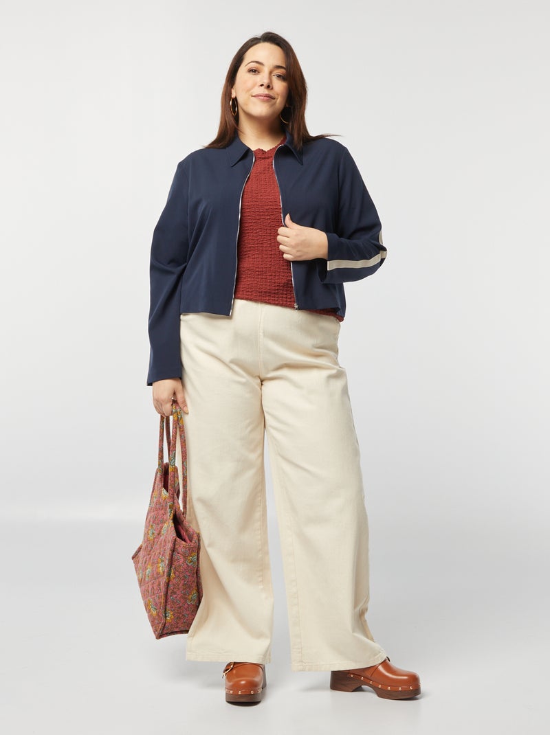 Giacca corta con zip con colletto a camicia BLU - Kiabi