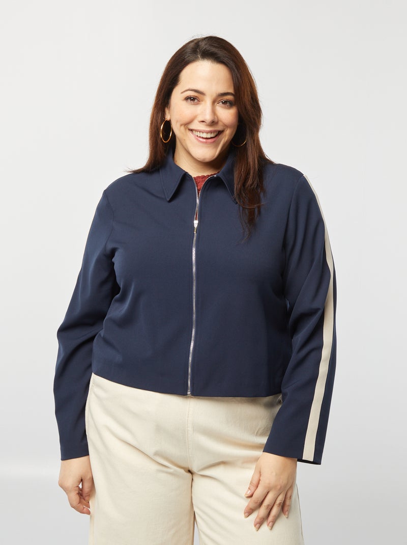 Giacca corta con zip con colletto a camicia BLU - Kiabi