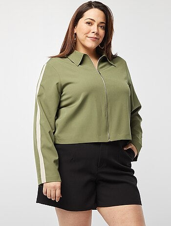 Giacca corta con zip con colletto a camicia