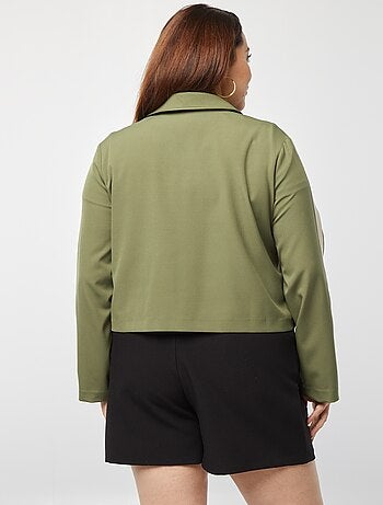Giacca corta con zip con colletto a camicia